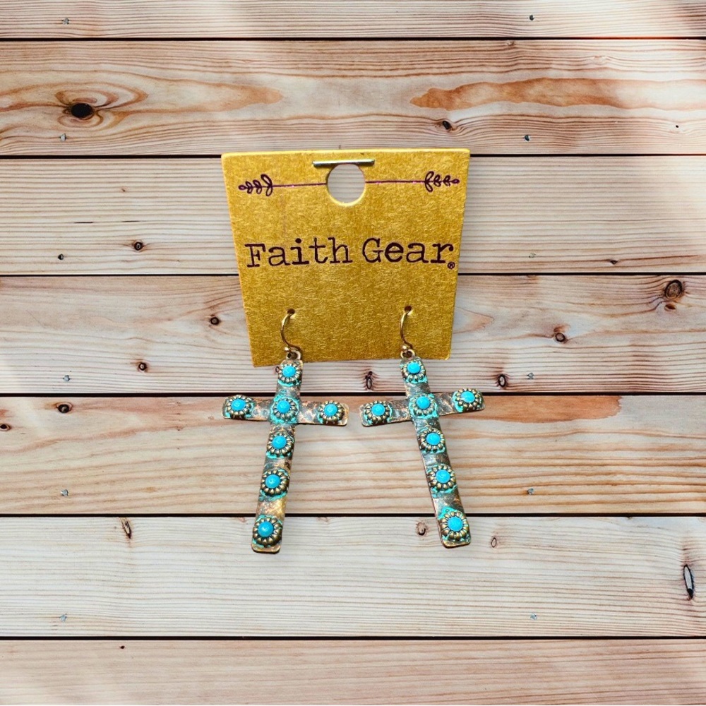 Cooper cross earrings